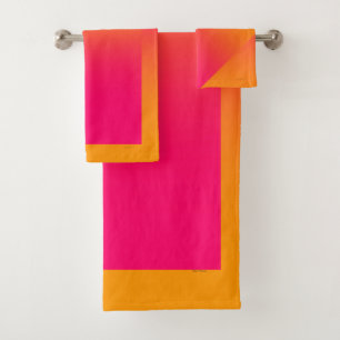 HOT ORANGE PINK BADHANDTUCH SET