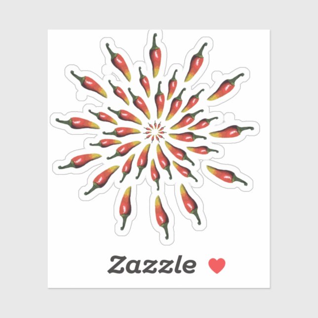 Hot Paprikaschoten Mandala Aufkleber (Blatt)