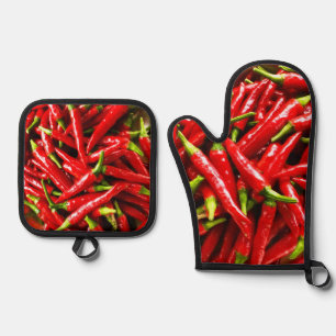 Hot Paprikaschoten Oven Mitt- und Pot-Halter Ofenhandschuh & Topflappen-Set