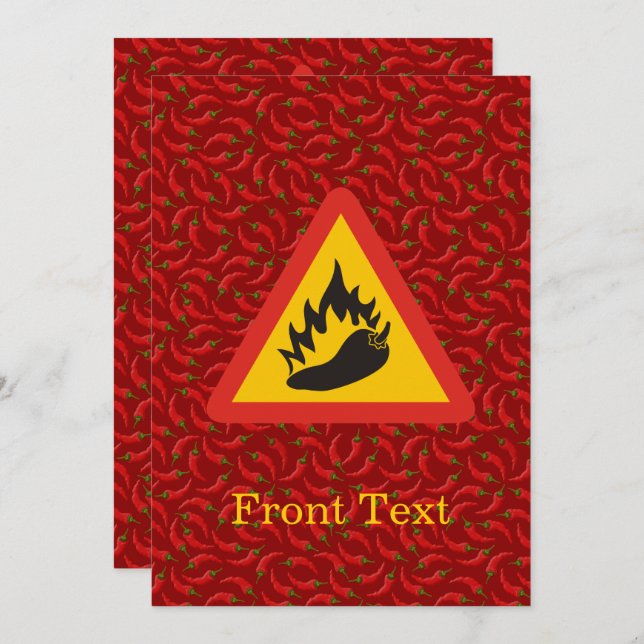 Hot Pepper Danger Sign Einladung (Vorne/Hinten)