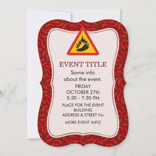 Hot Pepper Danger Sign Einladung (Rückseite)