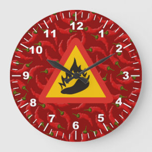 Hot pepper danger sign große wanduhr