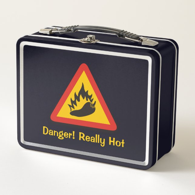 Hot Pepper Danger Sign Metall Brotdose (Vorderseite)