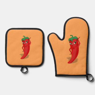 Hot Pepper Diva Zeichne kundenspezifisch Ofenhandschuh & Topflappen-Set