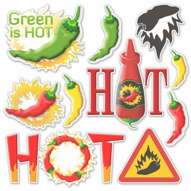 Hot Pepper Icon Set Stickers Aufkleber (Vorderseite)