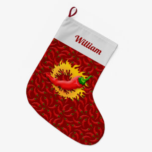 Hot Pepper mit Flame Christmas Strumpf Großer Weihnachtsstrumpf