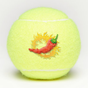 Hot Pepper mit Flamme Tennisbälle