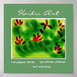 Hot Pepper Shrub Haiku Art Print Poster