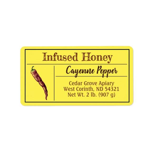 Hot Pepper Yellow Infant Honig Adressaufkleber (Vorne)