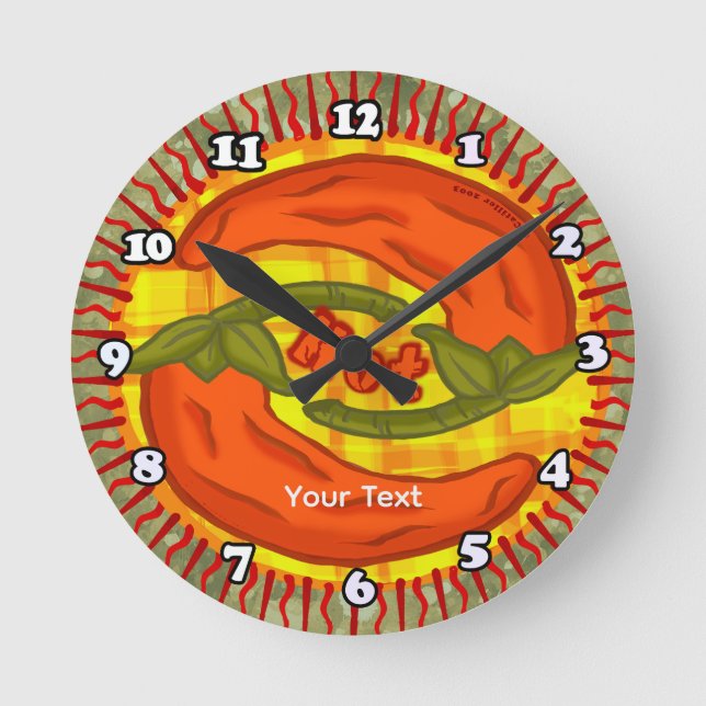 Hot Pepper Yin Yang Runde Wanduhr (Vorderseite)