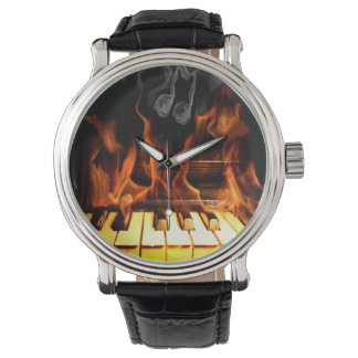Hot Piano mit Musiknote Watch Armbanduhr
