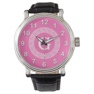 Hot Pink2 Welches erste Monogramm für den griechis Armbanduhr