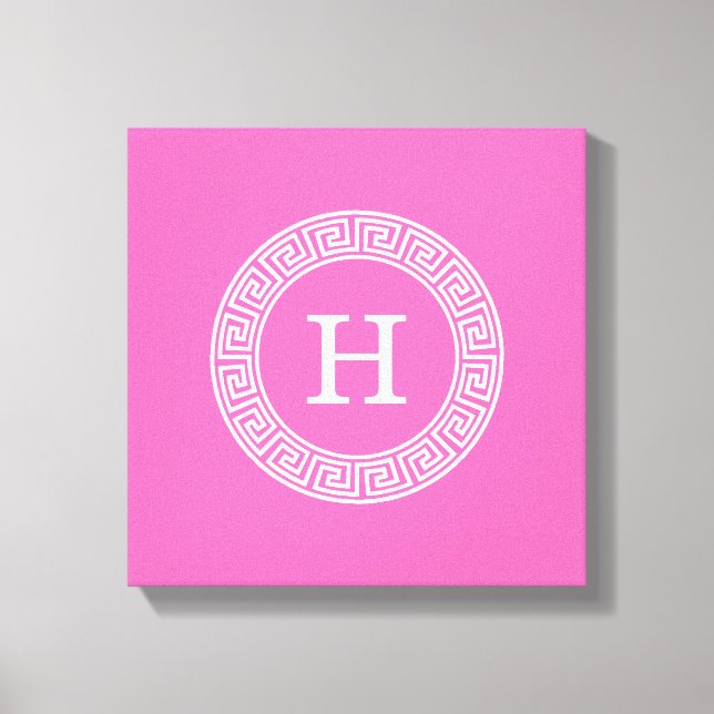Hot Pink2 Welches erste Monogramm für den griechis Leinwanddruck (Vorderseite)