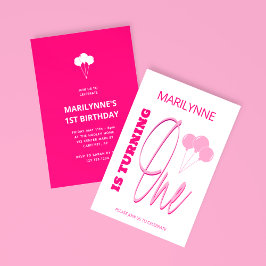 Hot Pink 1. Geburtstag drehen Einladung