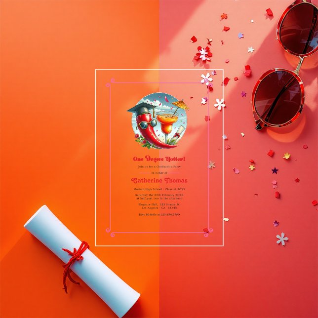 Hot-Pink-1-Grad-Hot-Graduation-Party Acryleinladungen (Hot-Pink One Degree Hotter Graduation Party Acrylic Invitations)