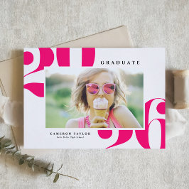 Hot Pink 2025 Fett Typografie Foto Abschluss Einladung