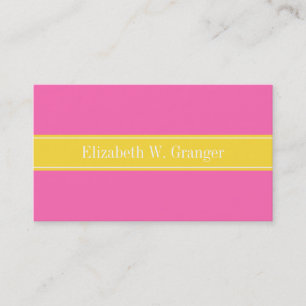 Hot Pink #2, Ananas Ribbon Name Monogram Visitenkarte