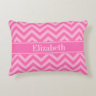 Hot Pink #2 Cotton Candy LG Zickzack Name Monogram Dekokissen