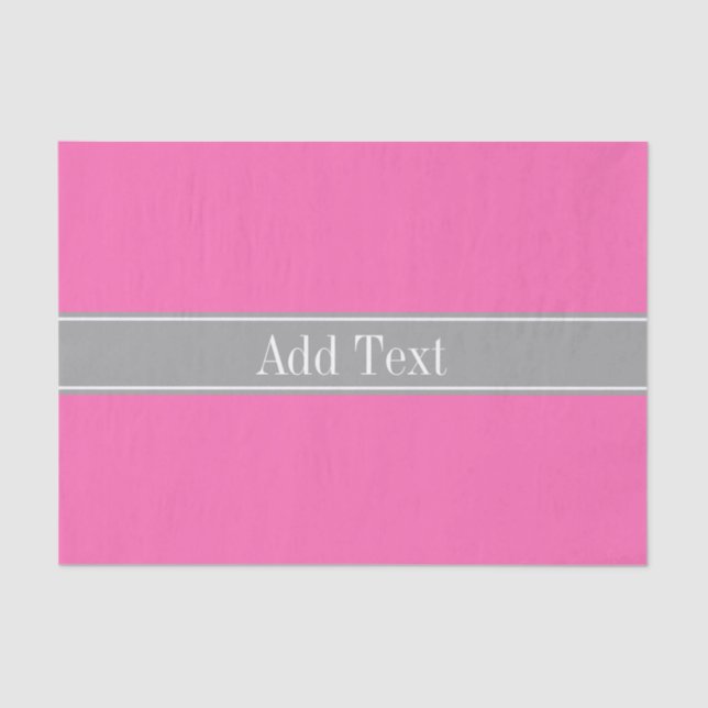 Hot Pink #2, Dark Gray Ribbon Name Monogram Seidenpapier (Vorderseite)