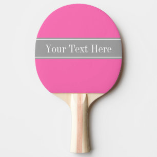 Hot Pink #2, Dark Gray Ribbon Name Monogram Tischtennis Schläger