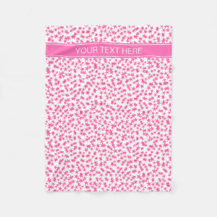 Hot Pink 2 Stars Weiße BG, Hot-Pink-Name Monogramm Fleecedecke