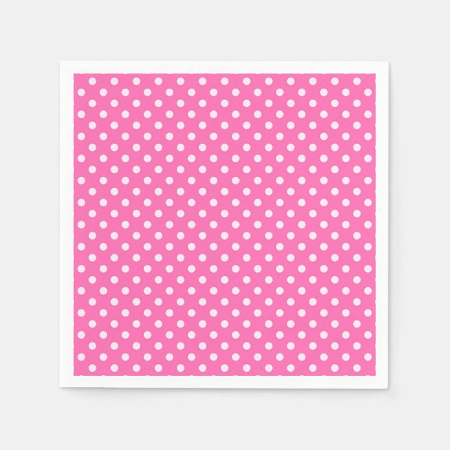 Hot Pink #2 und White Polka Dots Muster Serviette (Vorderseite)