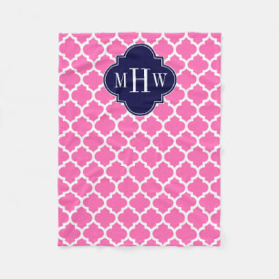 Hot Pink#2 Welches marokkanische #5 Navy 3 Monogra Fleecedecke