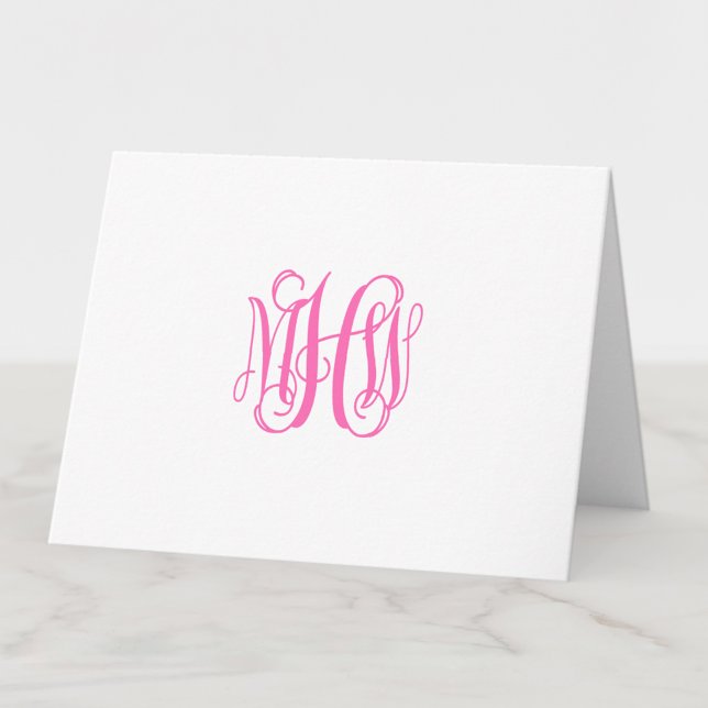 Hot Pink 3 Initial Vine Script Monogram DIY BG Dankeskarte (Von Creator hochgeladen)