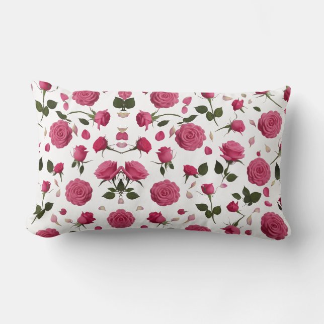 Hot Pink 3D Rose Pattern Throw Pillow Lendenkissen (Vorderseite)