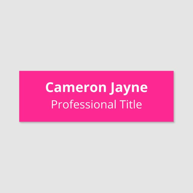 Hot Pink 3x1 Name Markierung ohne Logo Magnesium o Namensschild (Vorderseite)