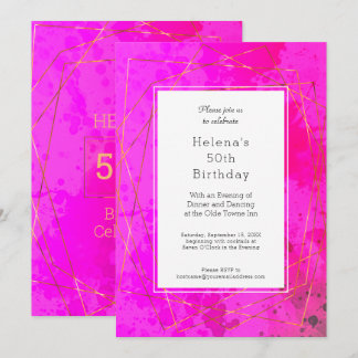 Hot Pink 50. Geburtstagsparty Chic Moderne Einladung