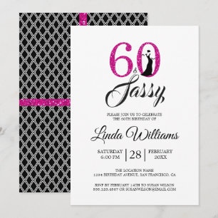 Hot Pink 60 und Sassy   60. Geburtstagsparty Einladung
