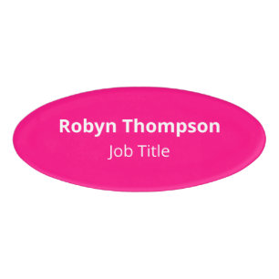 Hot Pink Acrylic Oval Name Markierung Magnet Beruf Namenschild