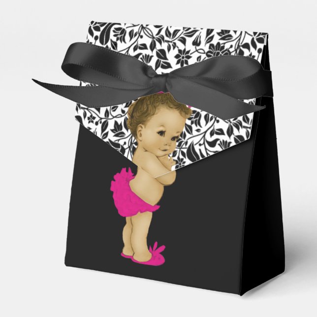 Hot Pink African American Baby Girl Geschenkschachtel (Vorderseite)