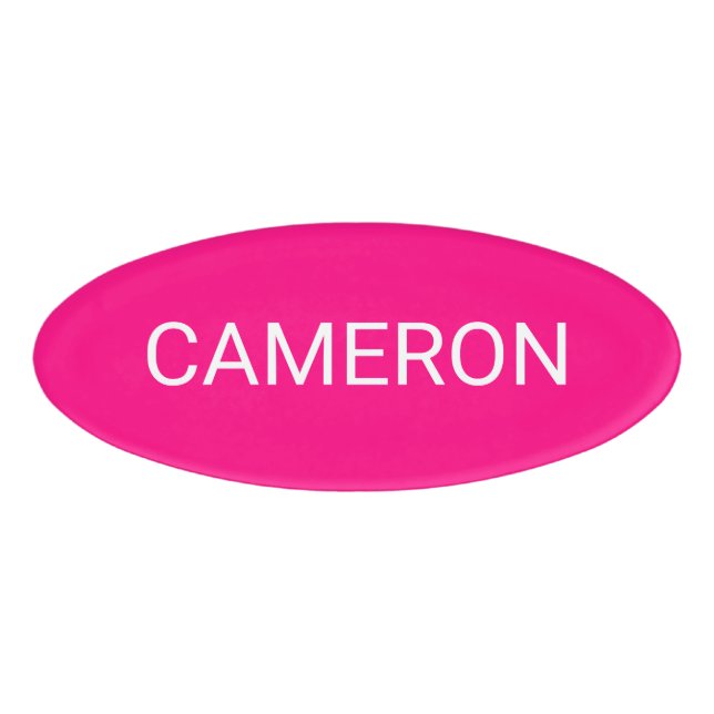 Hot Pink Akrylus Oval Name Abzeichen Magnesium 3x2 Namenschild (Vorderseite)