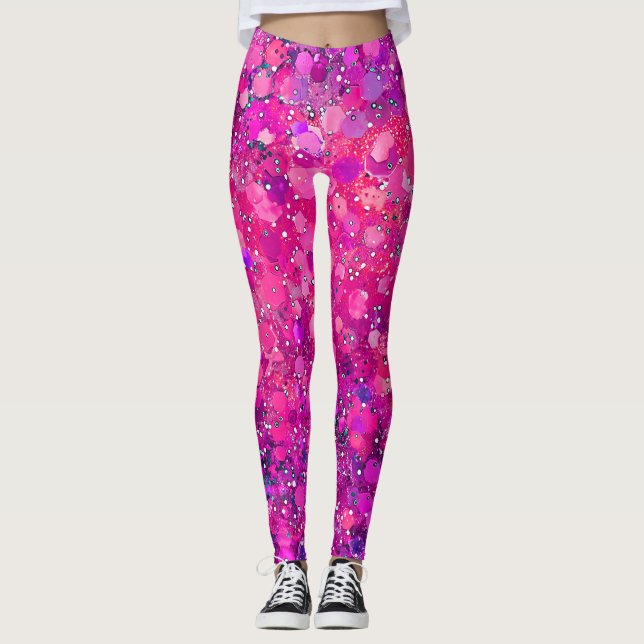 Hot-Pink-Allover-Punkte Leggings (Vorderseite)