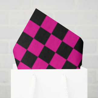 Hot Pink and Black  Checkered Print  Seidenpapier