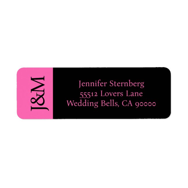 Hot Pink and Black Wedding Return Address Label (Vorne)