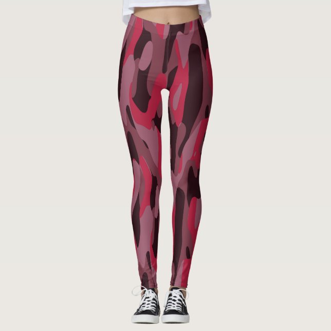 Hot pink and Burgundy Camo Leggings (Vorderseite)