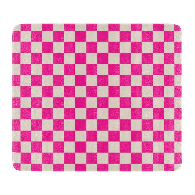 Hot pink and tan checkerboard pattern schneidebrett (Vorderseite)