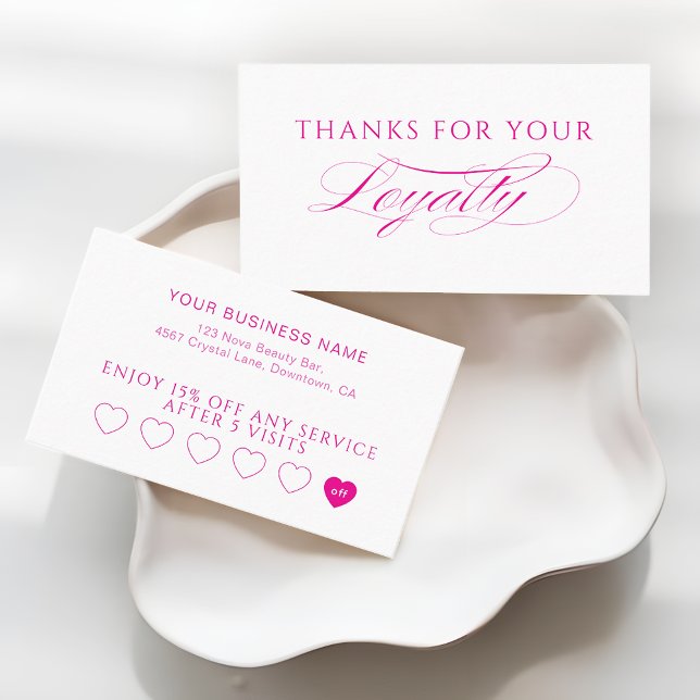 Hot Pink and White Spa Beauty Salon Treuekarte (Von Creator hochgeladen)