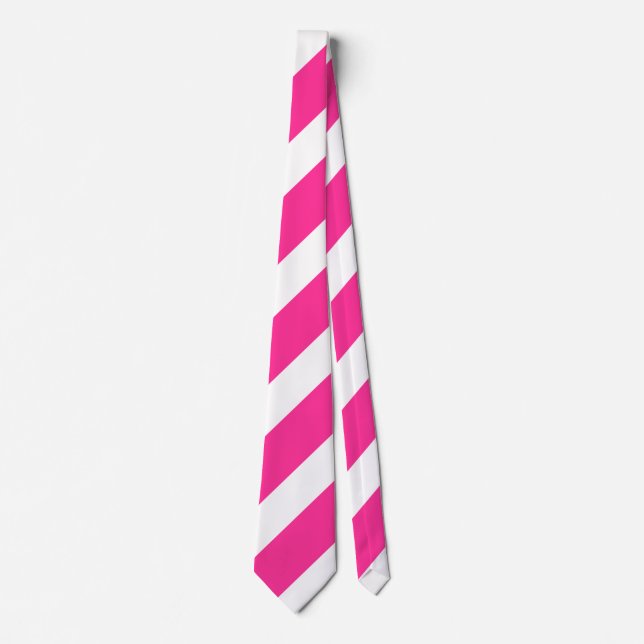 Hot Pink and White Stripes Krawatte (Vorderseite)