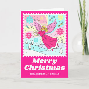 Hot Pink Angel Christmas Postage Briefmarke Feiertagskarte