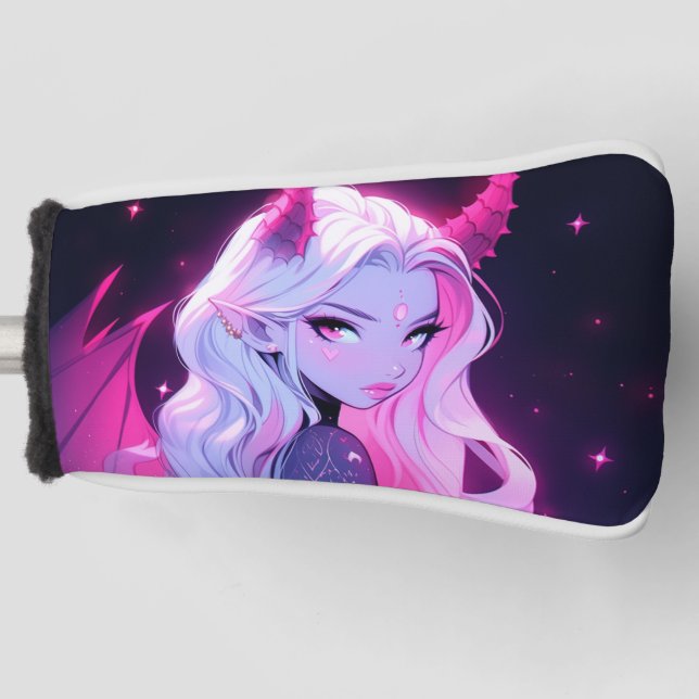 Hot Pink Anime Girl Succubus Koakuma Kleiner Teufe Golf Headcover (Vorderseite)