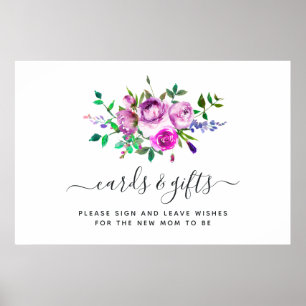 Hot-Pink-Aquarell-Blumenkarten-und-Geschenke-Poste Poster