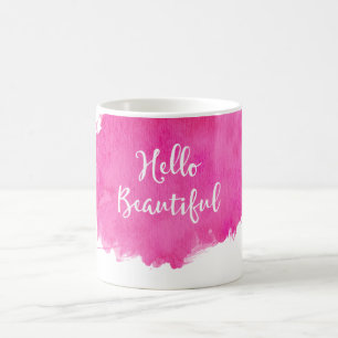 Hot Pink Aquarell Paint Spritzer Hallo Beautiful Kaffeetasse