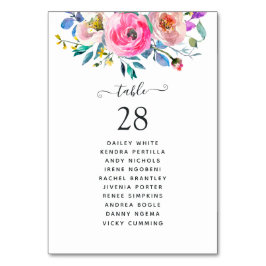 Hot-Pink-Aquarellblume Tischnummer