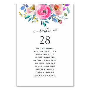 Hot-Pink-Aquarellblume Tischnummer