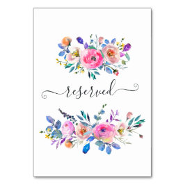 Hot-Pink-Aquarellblumen vorbehalten Tischnummer