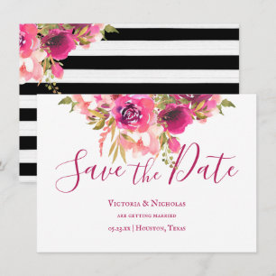 Hot Pink Aquarellfarbe Save the Date Blütenfarbe Einladung
